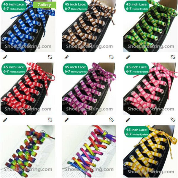 45INCH Long, Rainbow Striped ShoeLace Strings 1Pair-FREE SHIPPING