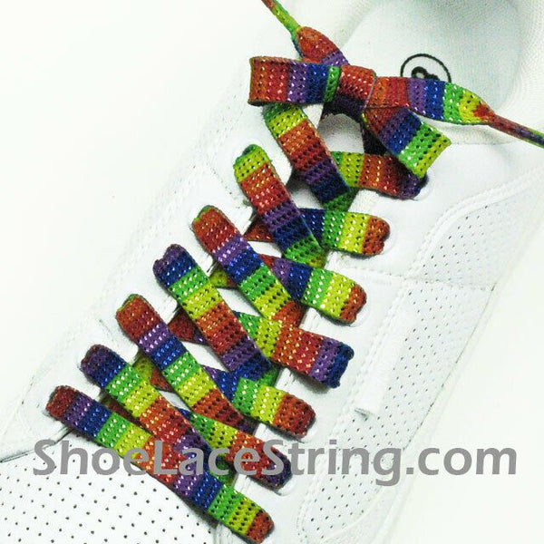 45INCH Long, Rainbow Striped ShoeLace Strings 1Pair-FREE SHIPPING