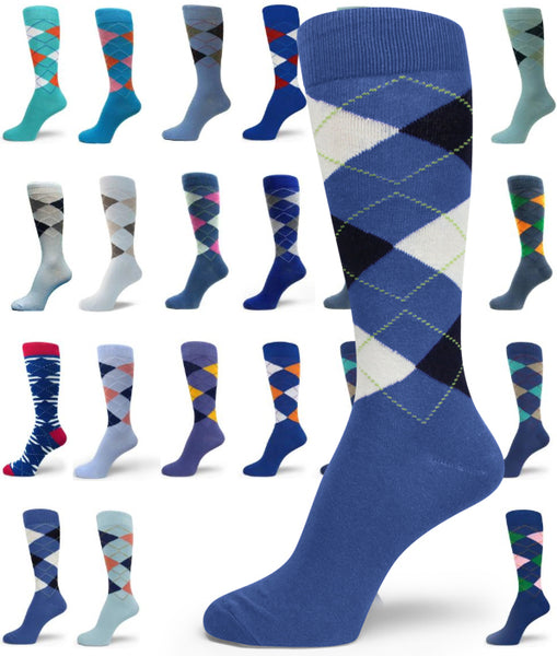 Spotlight Hosiery Elite Quality BLUE(Royal, Turquoise)Mens Argyle Sock