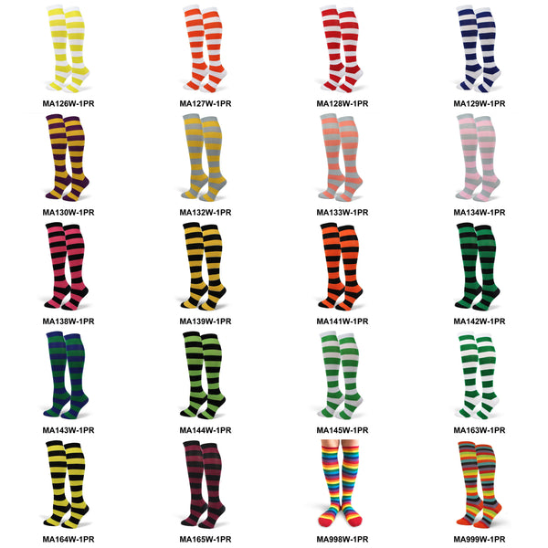 Halloween/Cosplay Costume Women's Stripe Knee High Socks Where's Waldo Wenda Costume Spotlight Hosiery Brand Ship from CA