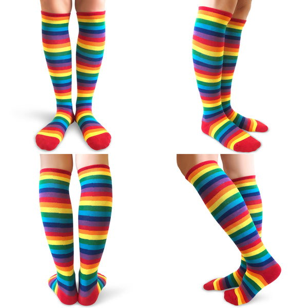 Halloween/Cosplay Costume Women's Stripe Knee High Socks Where's Waldo Wenda Costume Spotlight Hosiery Brand Ship from CA