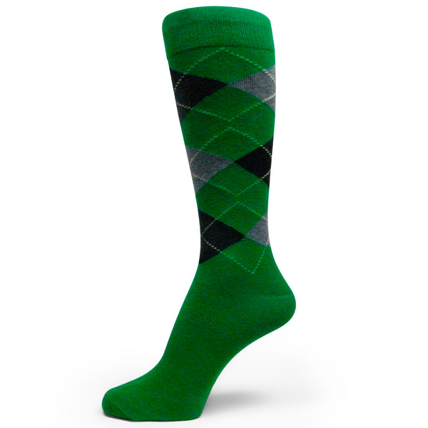 St Patrick's day Green Irish Shamrock Mens Green Socks/Tie(Clover Argyle Stripe)