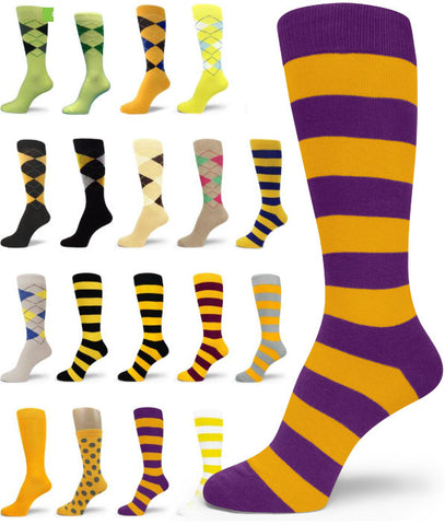 Spotlight Hosiery shades of YELLOW Men's Groomsmen's Dress Socks (Gold, Light Ye