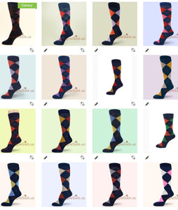 NAVY/MIDNIGHT Argyle Mens Groomsmens Prom Socks-You choose from Assorted Colors