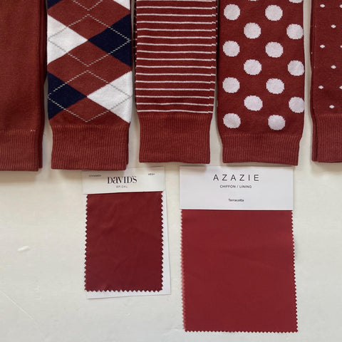 Terracotta Brown Dress Socks: Argyle, Striped, or Dotted Groomsmen Socks