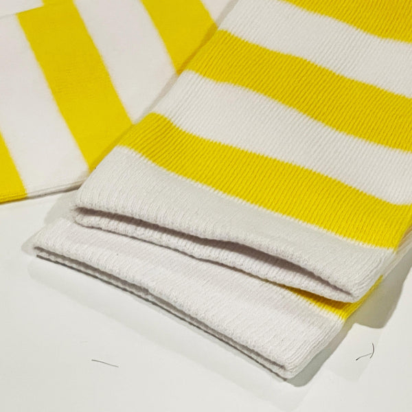 Yellow & White Striped Socks, Knee High or Over Knee Costume Socks for Women