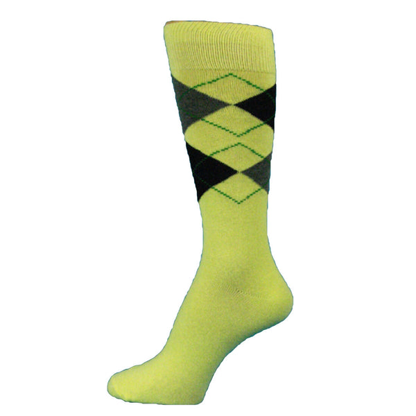 Light Yellow Charcoal Gray Black Men's Argyle Dress Socks For  Wedding MA003