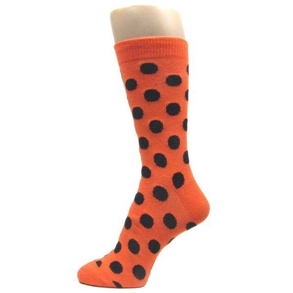 Halloween Orange dress socks with Black polka dots --Ma063