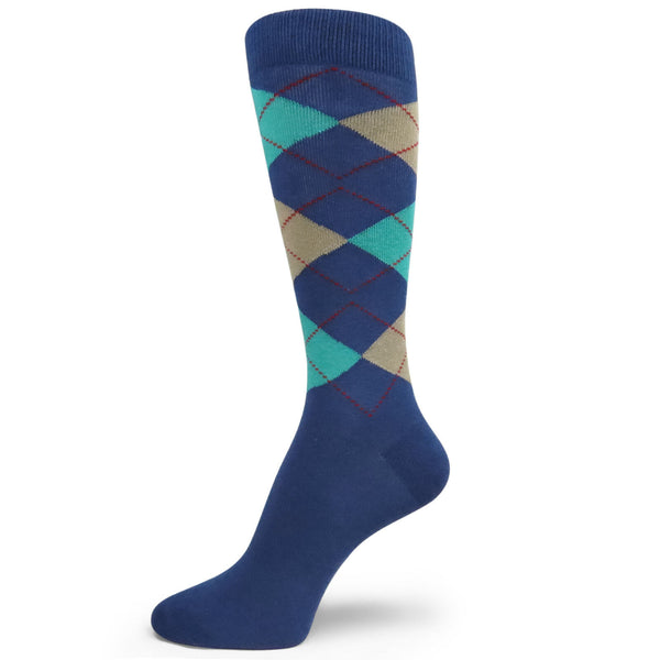 Dark Blue/Turquoise  Beige Groomsman Argyle Dress socks MA093