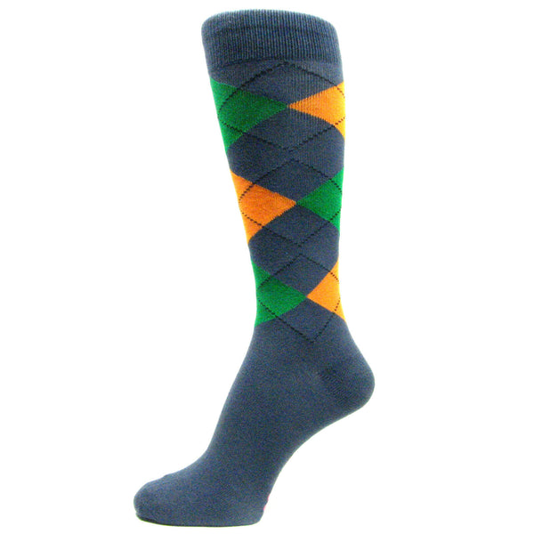 Dark Grayish/Slate Blue, Orange, Green, Groomsman Argyle Dress socks MA056
