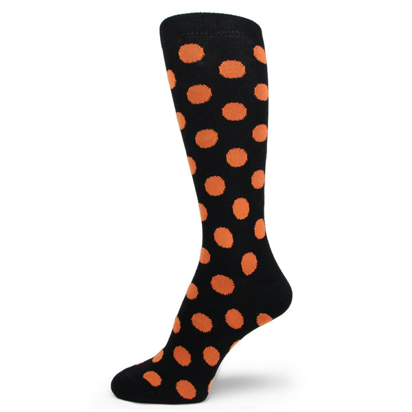 Halloween Black dress socks with Orange  polka dots MA098