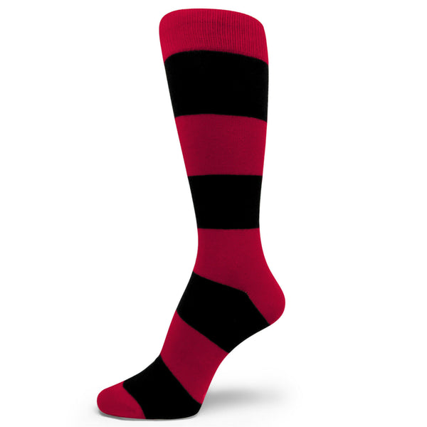 Red With Black Wide Striped Socks for wedding  mens dress socks--MA083