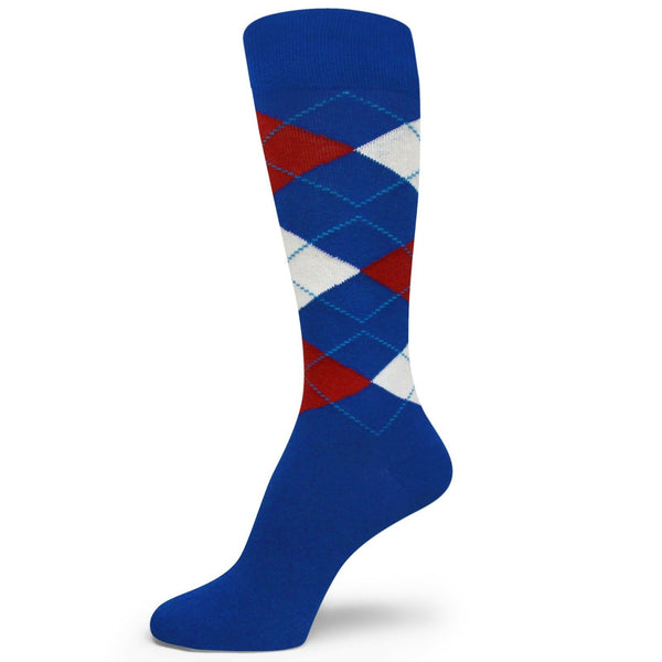 Blue Red White Premium Quality Argyle Mens/Groomsmen Dress Sock MA146