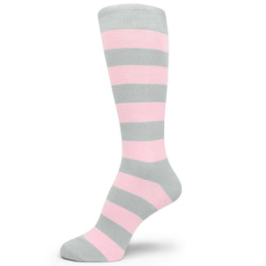 XL Mens Dress Socks Light Pink & Gray Stripe MA134 XL Mens Dress Socks Light Pink & Gray Stripe MA134