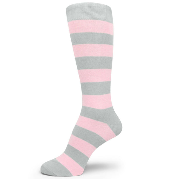 XL Mens Dress Socks Light Pink & Gray Stripe MA134