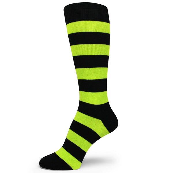 Black Lime Green Premium Quality Stripe Mens Groomsmen Socks MA144
