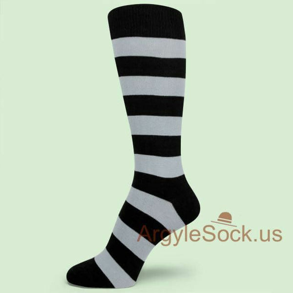 Black Gray Premium Quality Stripe Mens Groomsmen Socks MA109