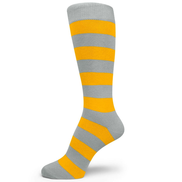 Gray Regular Yellow Striped Groomsmen/Mens Dress Socks MA133