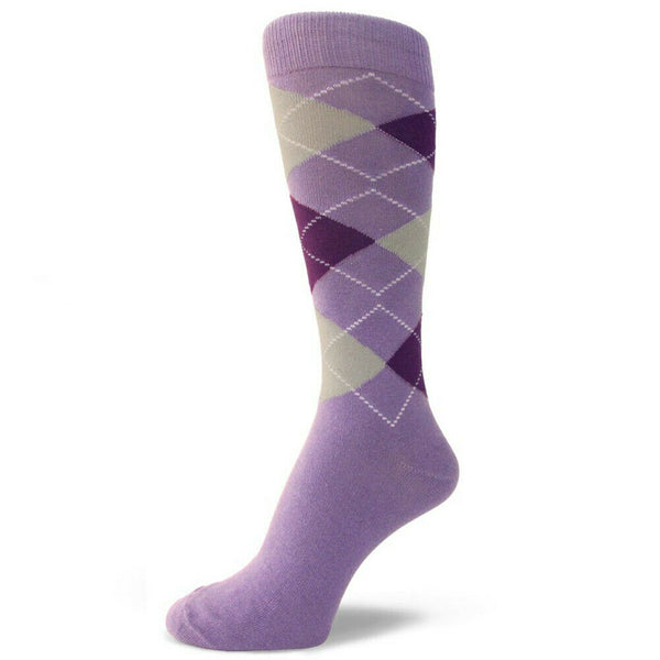 Lavender /White /Purple Men's Groomsmen Wedding Argyle Dress Socks --MA018