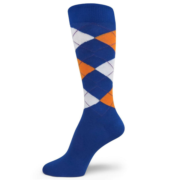 Blue Orange White Premium Quality Argyle Mens/Groomsmen Dress Sock MA094