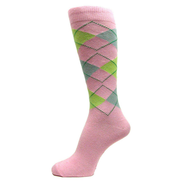 Light Pink/Lime Green/ L Grey Men's Groomsmen Wedding Argyle Dress Socks MA052