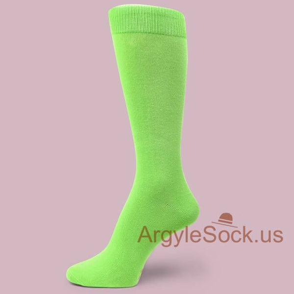 Lime Green Men's Groomsmen Wedding Plain Solid Color Dress Socks MA075