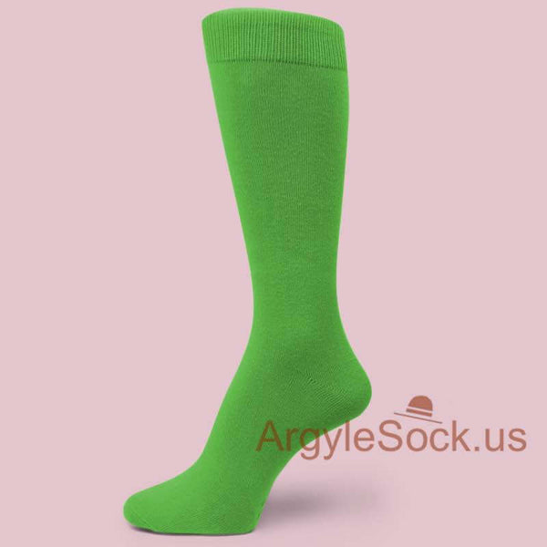 Bright Green Men's Groomsmen Wedding Plain Solid Color Dress Socks MA099