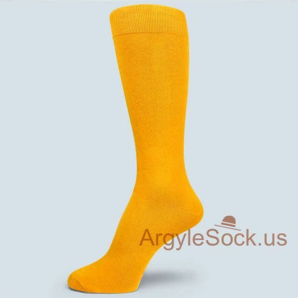 Golden Yellow Men's Groomsmen Wedding Plain Solid Color Dress Socks MA103