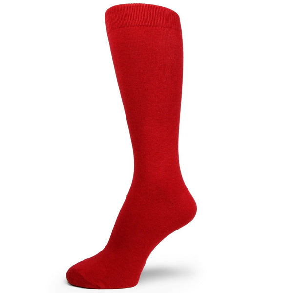 Red Men's Groomsmen Wedding Plain Solid Color Dress Socks MA114