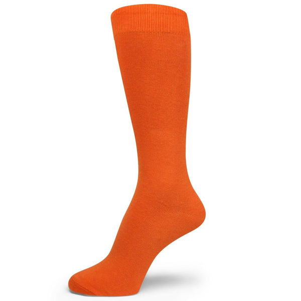 Orange Men's Groomsmen Wedding Plain Solid Color Dress Socks MA136