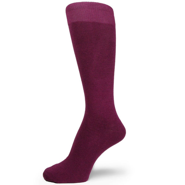 Plum Purple Men's Groomsmen Wedding Plain Solid Color Dress Socks MA119