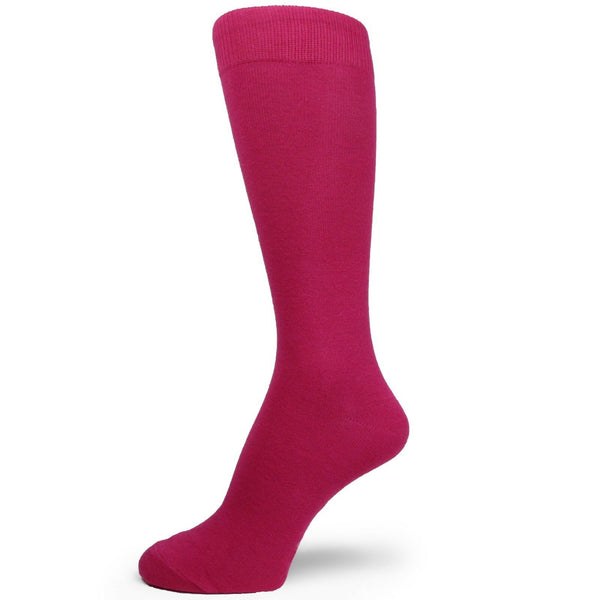 Hot Pink Men's Groomsmen Wedding Plain Solid Color Dress Socks MA118