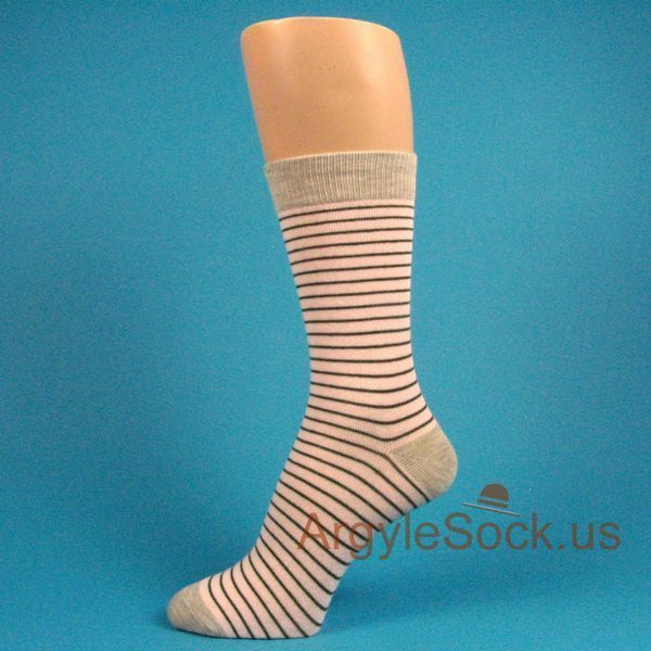Very Light Pink dark gray Thin Striped Mens dress Socks for wedding - MA049