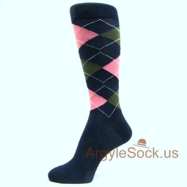 Navy Blue/Olive Green/Pink Groomsmen/Mans Socks MA55