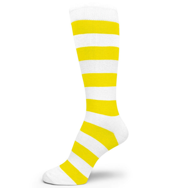 Groomsmen/Mens Dress Socks White/ Yellow Striped MA126