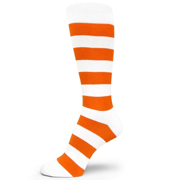 XL Groomsmen/Mens Dress Socks White/ Orange Striped MA127