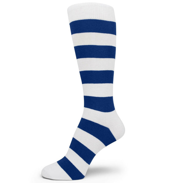 Spotlight Hosiery Brand White/ Blue Striped Groomsmen Mens Dress Socks MA129