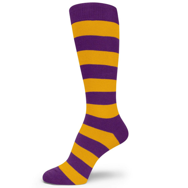 Spotlight Hosiery Purple/Golden Yellow Striped Groomsmen/Mens Dress Socks MA130