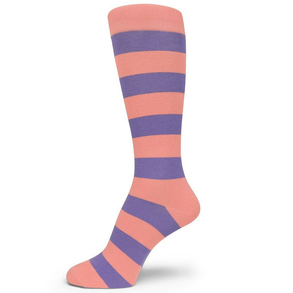 Peach/lavender Mid Size Stripe Groomsmen/Mens Dress Socks MA167