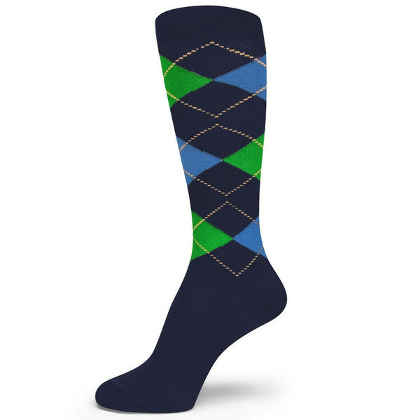 Navy Blue/Green/Blue Men's Groomsmen Wedding Argyle Dress Socks MA170