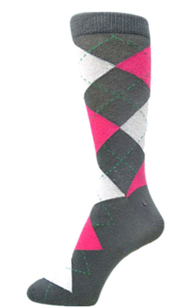 Dark Gray/White/Pink Men's Groomsmen Wedding Argyle Dress Socks USH585