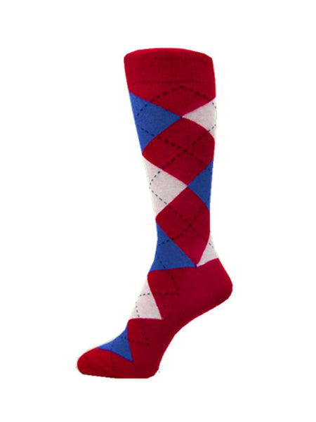 Dark Red/Very Light Pink/Blue Men's Groomsmen Wedding Argyle Dress Socks USH606