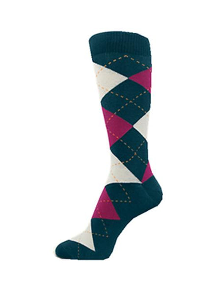 Indigo Blue/Hot Pink/Violet Men's Groomsmen Wedding Argyle Dress Socks USH749