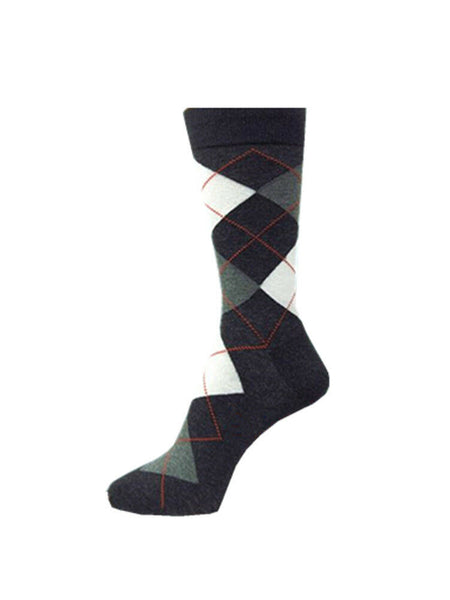 Black/Dark Gray/White Men's Groomsmen Wedding Argyle Dress Socks-USH599
