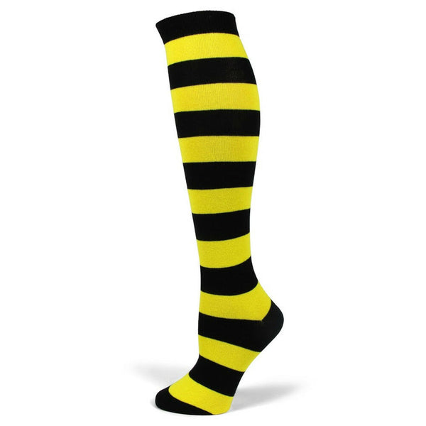 PolyMedea Women's Halloween costume Black/Yellow Stripe Knee High Socks PM006