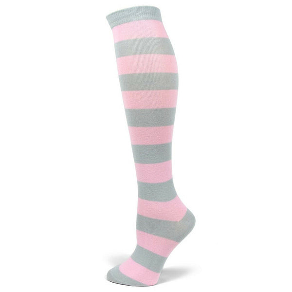 Women's Halloween costume Light Gray/Light Pink Stripe Knee High Socks PM001