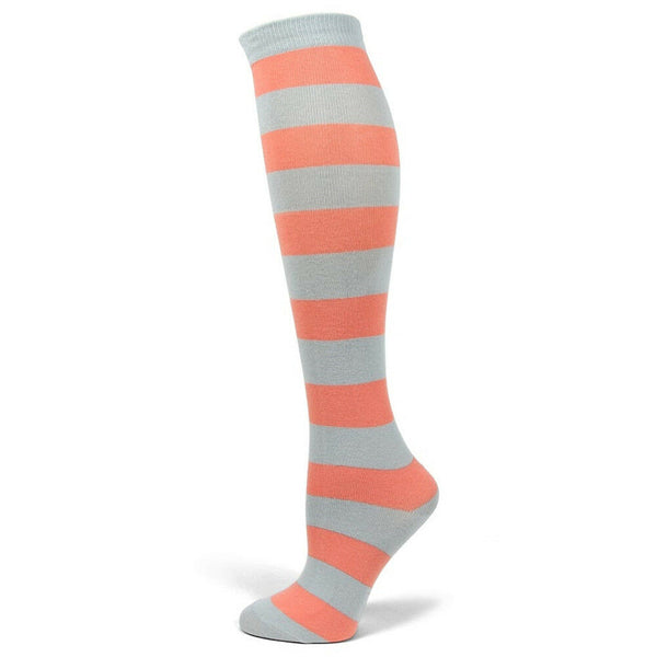 Women's Halloween costume Light Gray/Peach Stripe Knee High Socks PM002