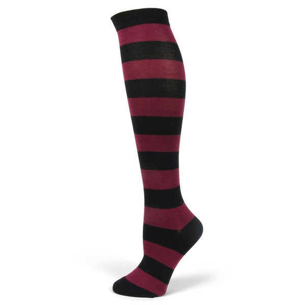 Women's Halloween costume Black/Maroon Stripe Knee High Socks PM008
