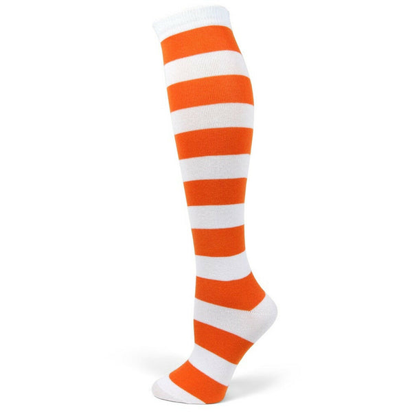 Women's Halloween costume White/Orange Stripe Knee High Socks PM015
