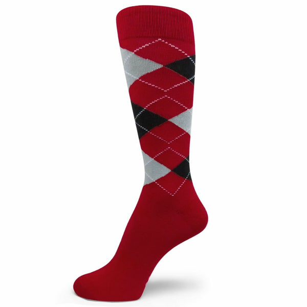 Red/Black/Light Grey  Mans Argyle Dress Socks for Groomsmen MA82